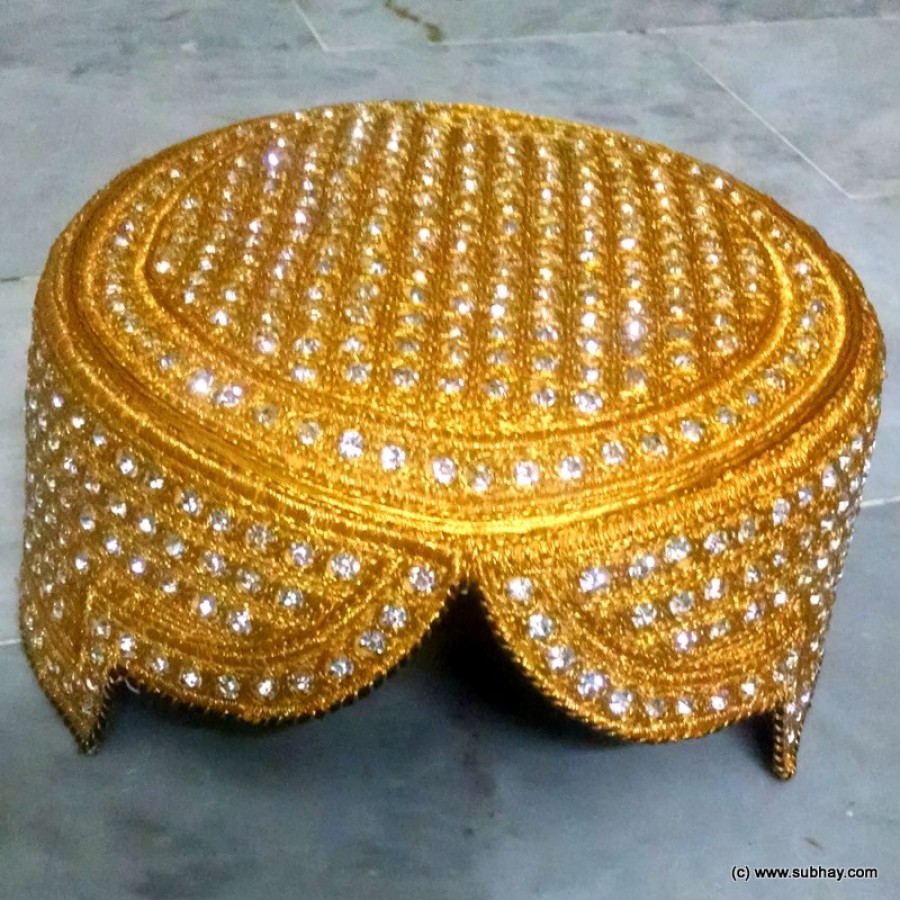Nagina Sindhi Cap / Topi (Hand Made) MK#11-2 Golden White